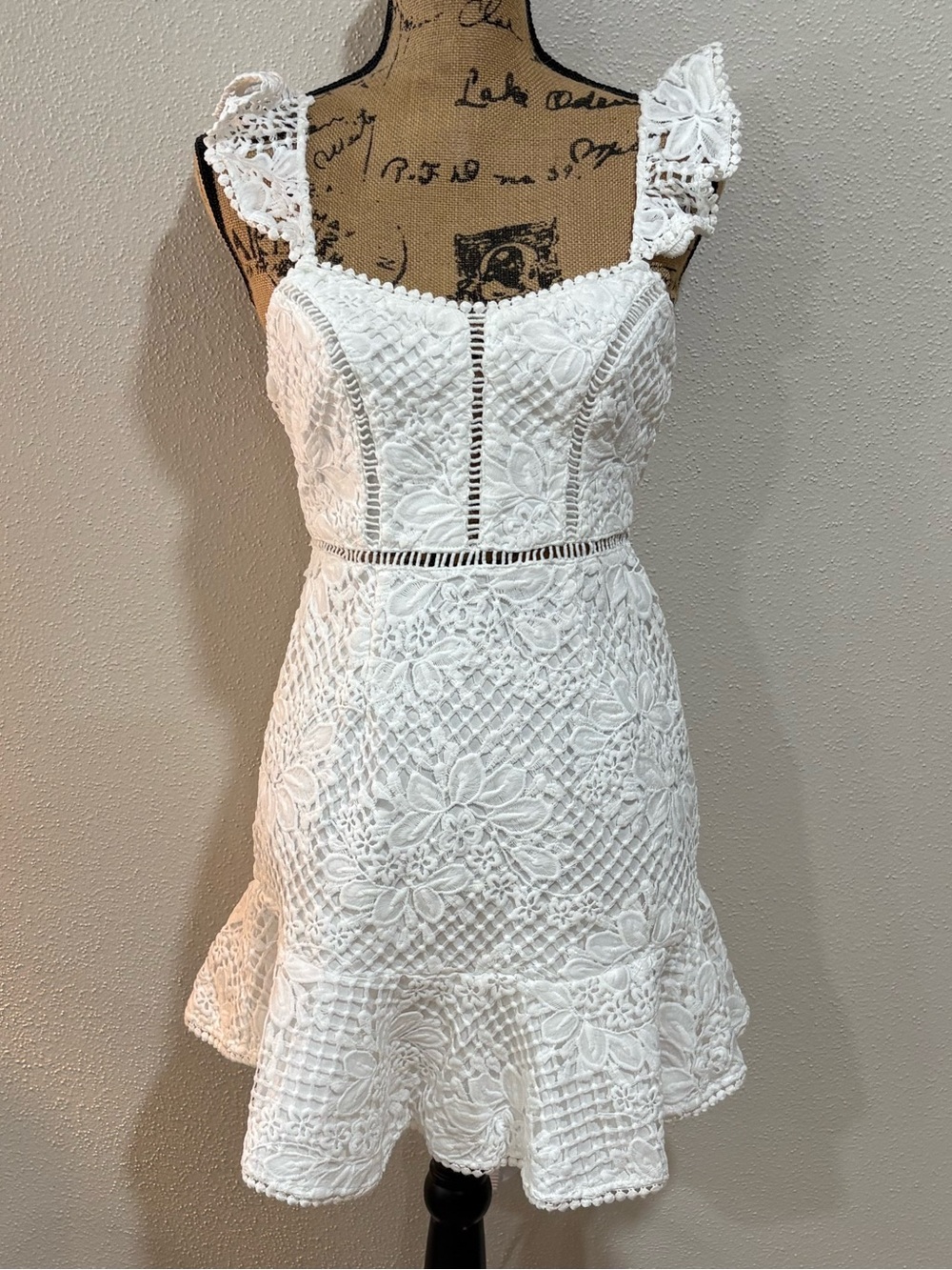 Selfie Leslie White Crochet Lace Mini Dress